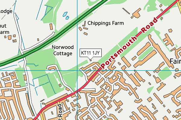 KT11 1JY map - OS VectorMap District (Ordnance Survey) KT11 1JY map - OS VectorMap District (Ordnance Survey)