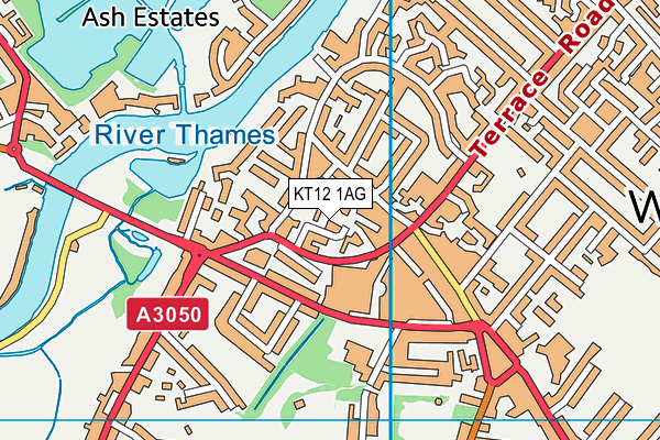 KT12 1AG map - OS VectorMap District (Ordnance Survey) KT12 1AG map - OS VectorMap District (Ordnance Survey)