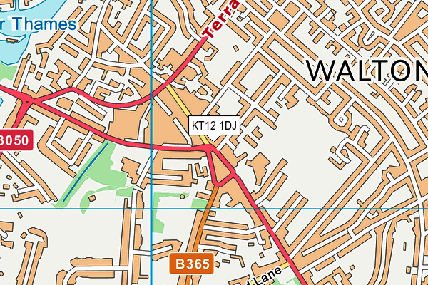 KT12 1DJ map - OS VectorMap District (Ordnance Survey)