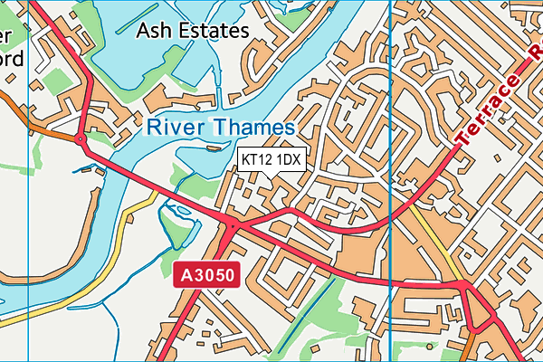 KT12 1DX map - OS VectorMap District (Ordnance Survey) KT12 1DX map - OS VectorMap District (Ordnance Survey)