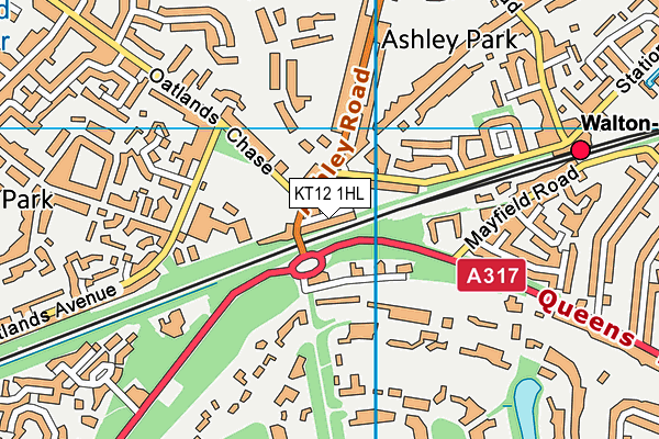 KT12 1HL map - OS VectorMap District (Ordnance Survey) KT12 1HL map - OS VectorMap District (Ordnance Survey)