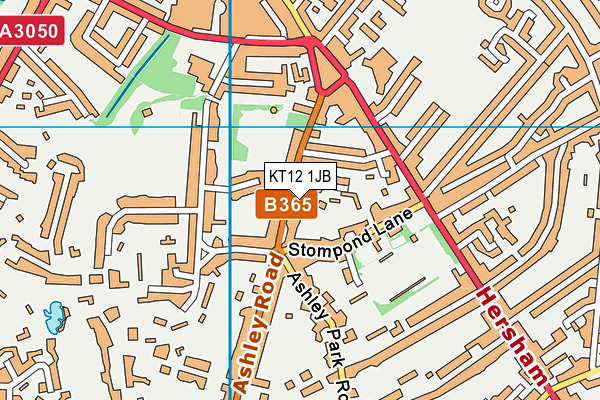 KT12 1JB map - OS VectorMap District (Ordnance Survey)