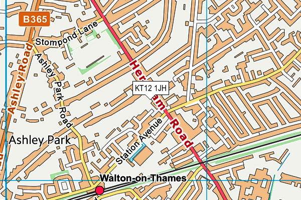 KT12 1JH map - OS VectorMap District (Ordnance Survey)