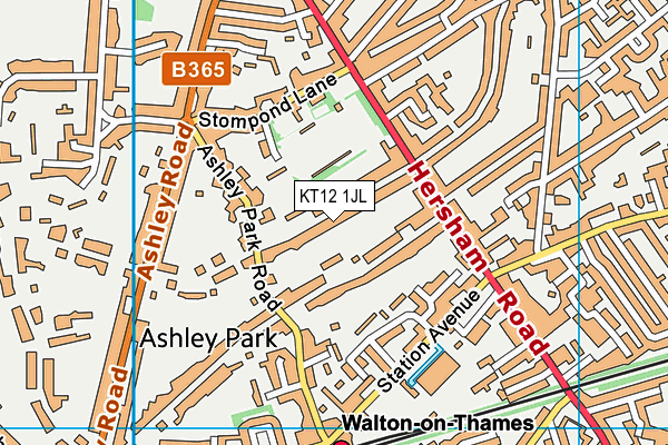 KT12 1JL map - OS VectorMap District (Ordnance Survey)