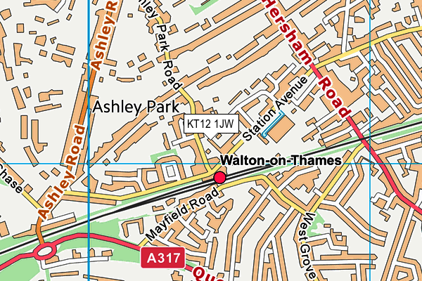 KT12 1JW map - OS VectorMap District (Ordnance Survey) KT12 1JW map - OS VectorMap District (Ordnance Survey)