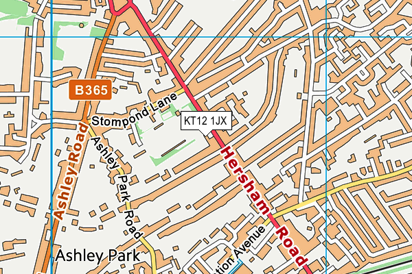 KT12 1JX map - OS VectorMap District (Ordnance Survey)