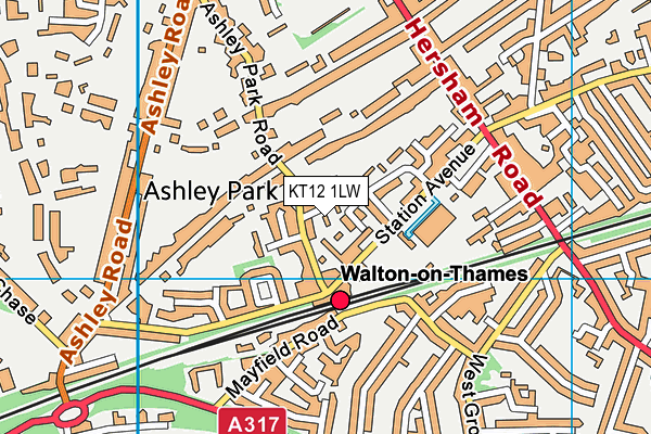KT12 1LW map - OS VectorMap District (Ordnance Survey) KT12 1LW map - OS VectorMap District (Ordnance Survey)