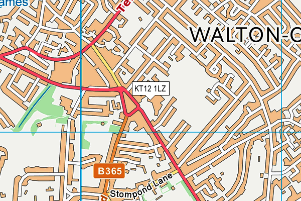 KT12 1LZ map - OS VectorMap District (Ordnance Survey) KT12 1LZ map - OS VectorMap District (Ordnance Survey)