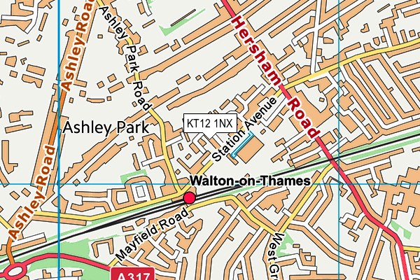 KT12 1NX map - OS VectorMap District (Ordnance Survey)