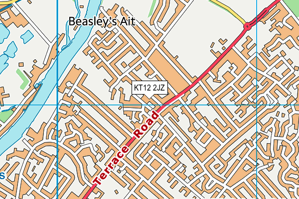 KT12 2JZ map - OS VectorMap District (Ordnance Survey)