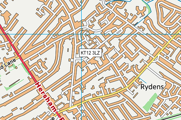 KT12 3LZ map - OS VectorMap District (Ordnance Survey) KT12 3LZ map - OS VectorMap District (Ordnance Survey)