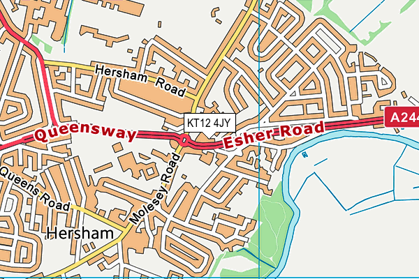 KT12 4JY map - OS VectorMap District (Ordnance Survey) KT12 4JY map - OS VectorMap District (Ordnance Survey)