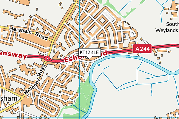 KT12 4LE map - OS VectorMap District (Ordnance Survey) KT12 4LE map - OS VectorMap District (Ordnance Survey)