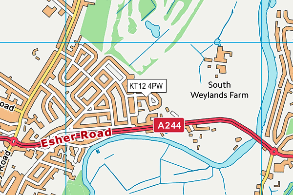 KT12 4PW map - OS VectorMap District (Ordnance Survey) KT12 4PW map - OS VectorMap District (Ordnance Survey)