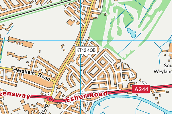 KT12 4QB map - OS VectorMap District (Ordnance Survey) KT12 4QB map - OS VectorMap District (Ordnance Survey)