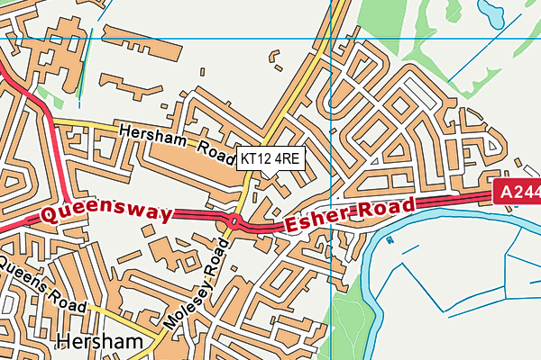 KT12 4RE map - OS VectorMap District (Ordnance Survey) KT12 4RE map - OS VectorMap District (Ordnance Survey)