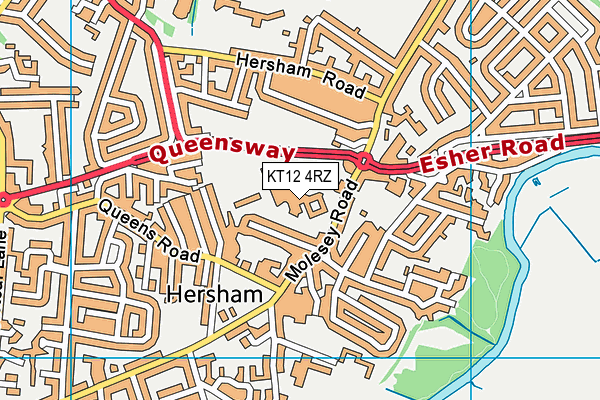 KT12 4RZ map - OS VectorMap District (Ordnance Survey) KT12 4RZ map - OS VectorMap District (Ordnance Survey)