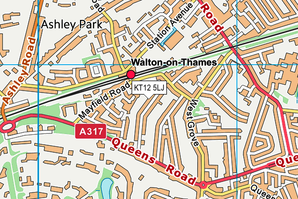 KT12 5LJ map - OS VectorMap District (Ordnance Survey) KT12 5LJ map - OS VectorMap District (Ordnance Survey)