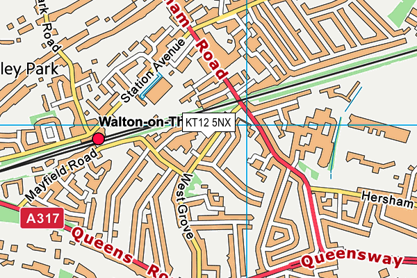 KT12 5NX map - OS VectorMap District (Ordnance Survey)