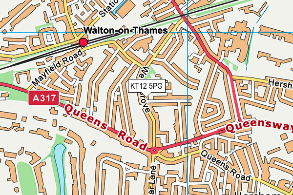 KT12 5PG map - OS VectorMap District (Ordnance Survey)