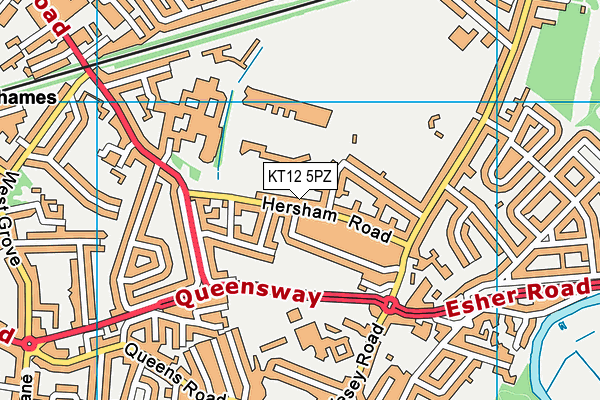 KT12 5PZ map - OS VectorMap District (Ordnance Survey) KT12 5PZ map - OS VectorMap District (Ordnance Survey)