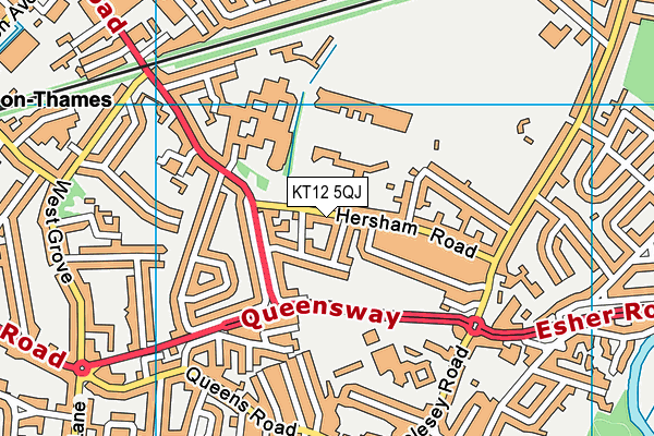 KT12 5QJ map - OS VectorMap District (Ordnance Survey) KT12 5QJ map - OS VectorMap District (Ordnance Survey)
