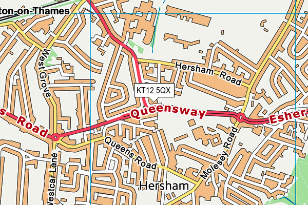 KT12 5QX map - OS VectorMap District (Ordnance Survey) KT12 5QX map - OS VectorMap District (Ordnance Survey)
