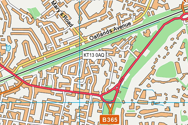 KT13 0AQ map - OS VectorMap District (Ordnance Survey)