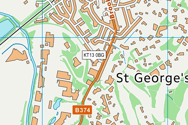 KT13 0BG map - OS VectorMap District (Ordnance Survey) KT13 0BG map - OS VectorMap District (Ordnance Survey)