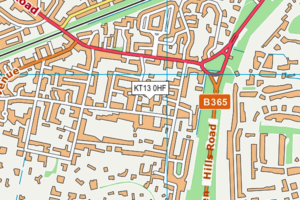 KT13 0HF map - OS VectorMap District (Ordnance Survey)