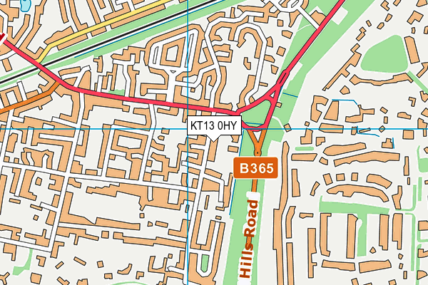 KT13 0HY map - OS VectorMap District (Ordnance Survey)