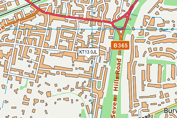KT13 0JL map - OS VectorMap District (Ordnance Survey) KT13 0JL map - OS VectorMap District (Ordnance Survey)