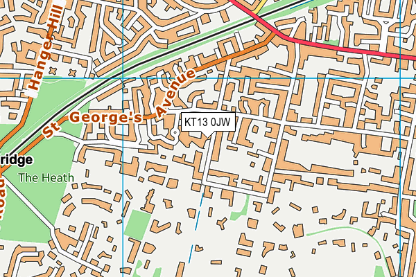 KT13 0JW map - OS VectorMap District (Ordnance Survey) KT13 0JW map - OS VectorMap District (Ordnance Survey)