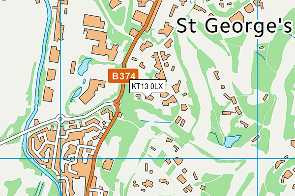 KT13 0LX map - OS VectorMap District (Ordnance Survey) KT13 0LX map - OS VectorMap District (Ordnance Survey)