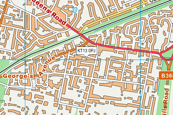 KT13 0PJ map - OS VectorMap District (Ordnance Survey) KT13 0PJ map - OS VectorMap District (Ordnance Survey)