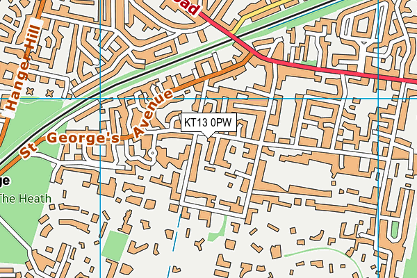 KT13 0PW map - OS VectorMap District (Ordnance Survey) KT13 0PW map - OS VectorMap District (Ordnance Survey)