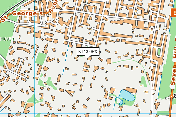 KT13 0PX map - OS VectorMap District (Ordnance Survey) KT13 0PX map - OS VectorMap District (Ordnance Survey)