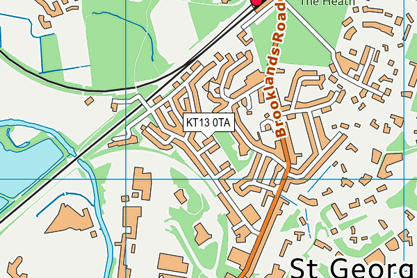 KT13 0TA map - OS VectorMap District (Ordnance Survey) KT13 0TA map - OS VectorMap District (Ordnance Survey)