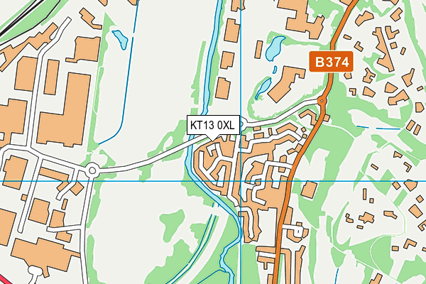KT13 0XL map - OS VectorMap District (Ordnance Survey) KT13 0XL map - OS VectorMap District (Ordnance Survey)