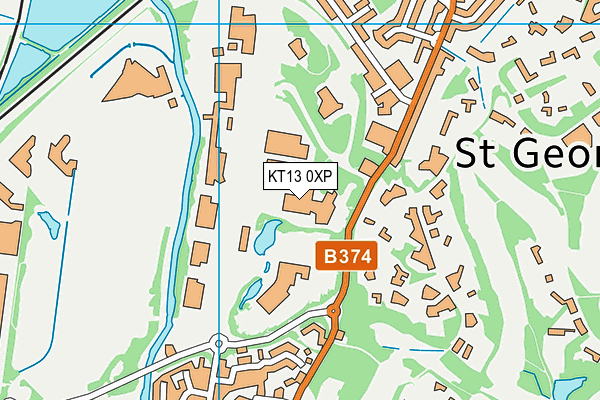 KT13 0XP map - OS VectorMap District (Ordnance Survey)
