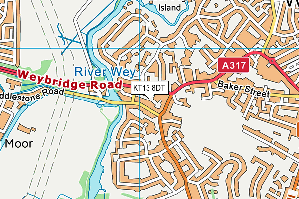KT13 8DT map - OS VectorMap District (Ordnance Survey) KT13 8DT map - OS VectorMap District (Ordnance Survey)