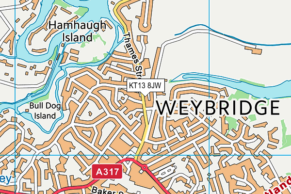 KT13 8JW map - OS VectorMap District (Ordnance Survey) KT13 8JW map - OS VectorMap District (Ordnance Survey)