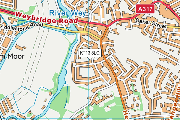 KT13 8LQ map - OS VectorMap District (Ordnance Survey)