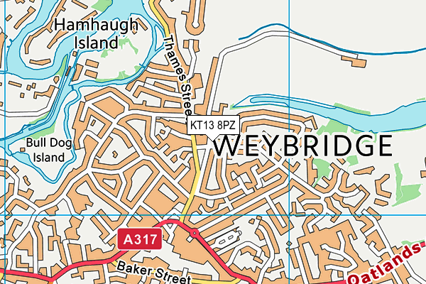 KT13 8PZ map - OS VectorMap District (Ordnance Survey)