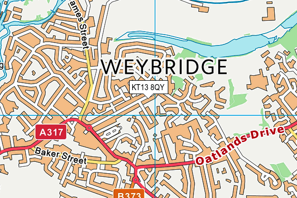 KT13 8QY map - OS VectorMap District (Ordnance Survey)