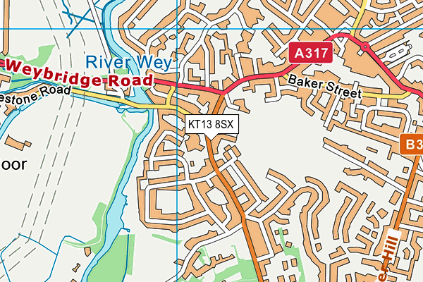 KT13 8SX map - OS VectorMap District (Ordnance Survey) KT13 8SX map - OS VectorMap District (Ordnance Survey)