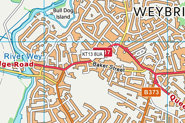 KT13 8UA map - OS VectorMap District (Ordnance Survey)