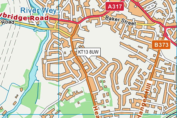KT13 8UW map - OS VectorMap District (Ordnance Survey) KT13 8UW map - OS VectorMap District (Ordnance Survey)