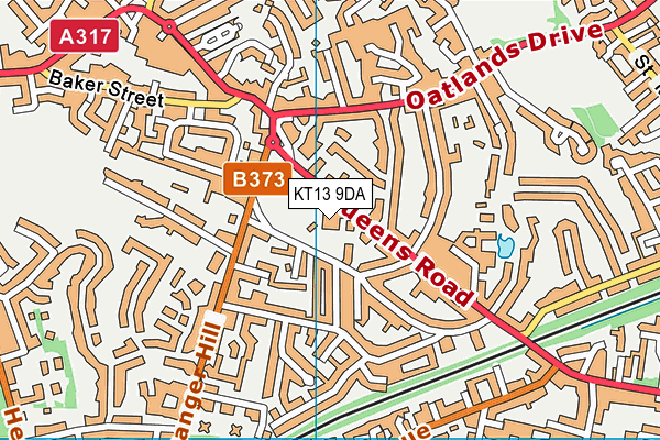 KT13 9DA map - OS VectorMap District (Ordnance Survey)