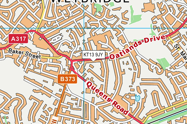 KT13 9JY map - OS VectorMap District (Ordnance Survey)